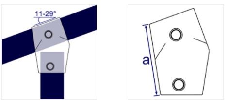 Drawing to show dimensions of 253 slope short tee 11-29 degree fitting